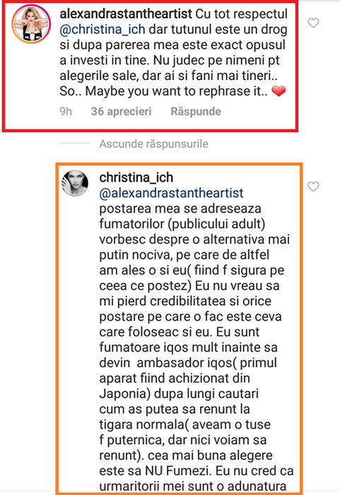 Christina Ich a răbufnit în public, după ce Alexandra Stan i-a atras atenția: “Este un drog, așa cum alcoolul și antidepresivele”