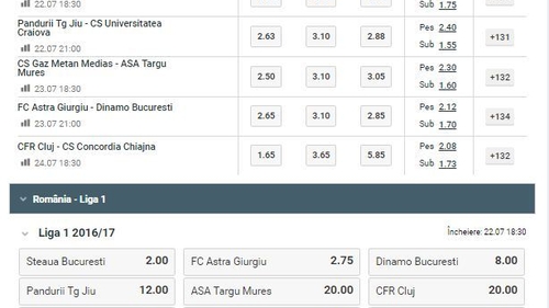 (P) Pariuri speciale pe Etapa 1 şi Liga 1