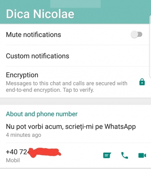 Aşa ar fi arătat statusul de WhatsApp al lui Dică după schimbare (Sursă foto: romaniatv.net)
