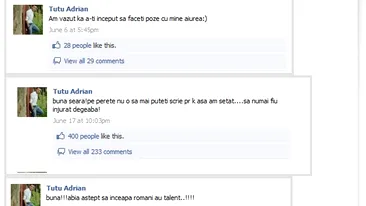 Adrian Tutu, agramat pe Facebook! Uite cu ce greseli colosale isi posteaza mesajele catre fanii sai
