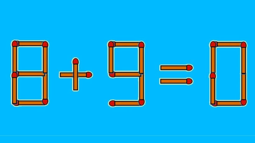 Test de inteligență | Mutați un singur chibrit pentru a corecta 8 + 9 = 0