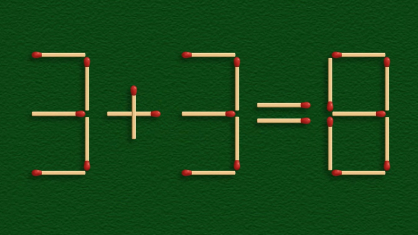 Test de inteligență | Mutați un singur chibrit pentru a corecta 3 + 3 = 8