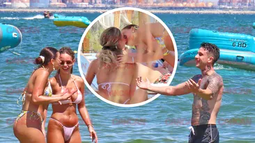 Fetele s-au sărutat fără inhibiții! Show la mare, cu iubitele lui MGK și fiului celebrului manelist, Vali Vijelie