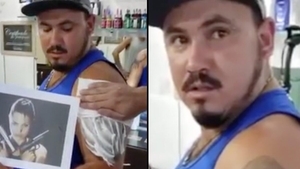 Tânărul din imagine a vrut un tatuaj cu Angelina Jolie pe braț! Ireal ce a ieșit, de fapt