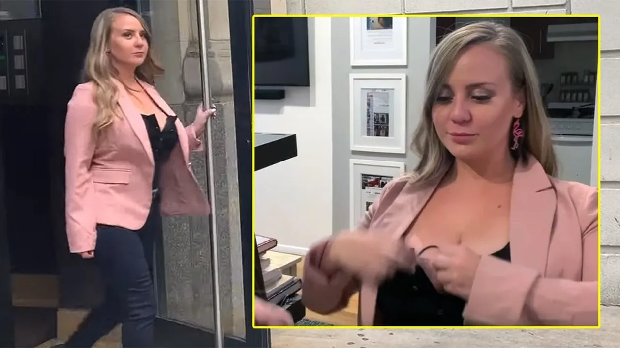 Motivul inimaginabil pentru care tânăra din imagine și-a ascuns o cameră în decolteu și a ieșit așa din casă