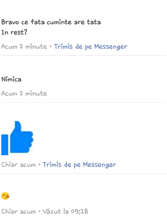 Convorbirile de pe Facebook dintre profesor şi eleva cu care ar avea o relatie de mai bine de doi ani