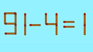 Test IQ exclusiv pentru genii | 91-4=1 e greșit. Pentru a corecta egalitatea, mutați un singur chibrit