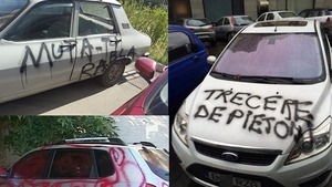 Cum au fost pedepsiţi aceşti bucureşteni pentru că au parcat pe locurile vecinilor. Vezi ce mesaj le-au scris cu graffiti