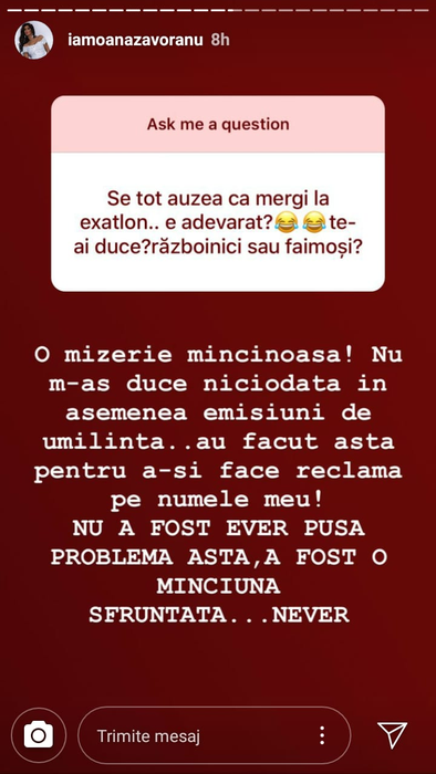 Oana Zăvoranu a negat că participă la “Exatlon”. Ce replici acide a spus la adresa emisiunii