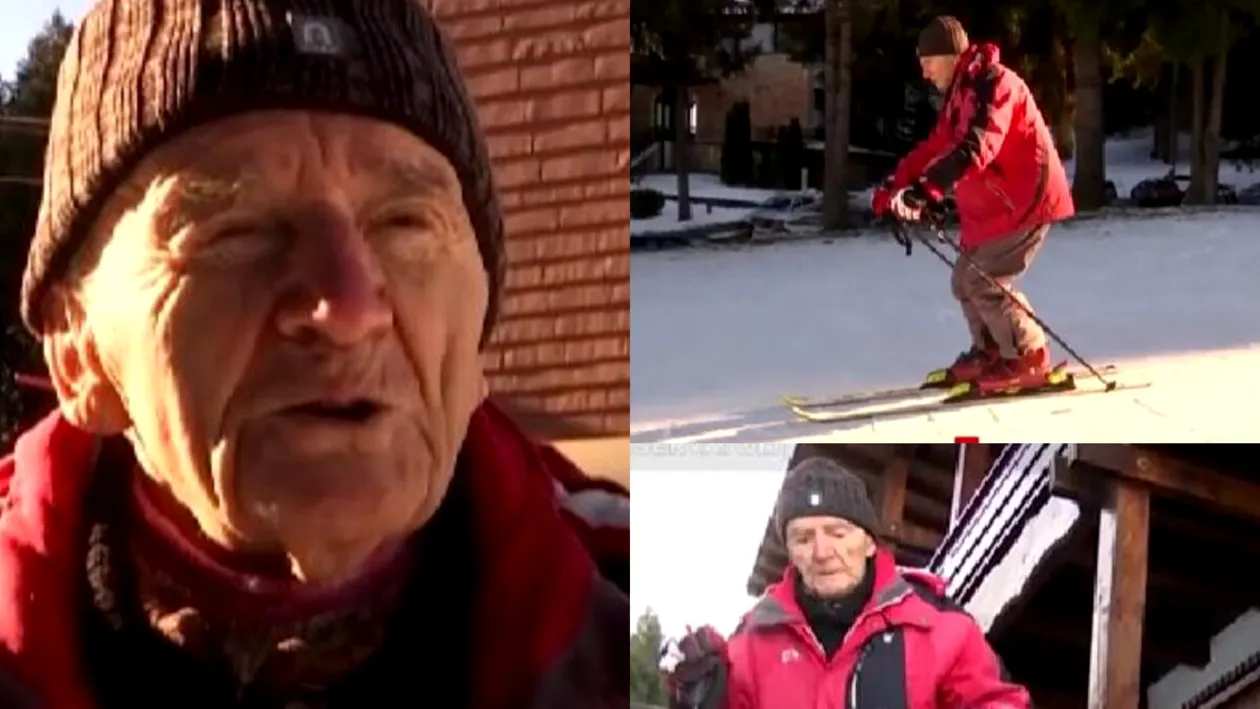 Povestea incredibilă de viață a lui Gheorghe Eftimie, o legendă a pârtiilor din Brașov. Pe schiuri, la 96 de ani!