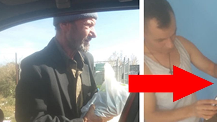 Un frizer din Huși a găsit acest om al străzii scotocind prin gunoaie. L-a luat acasă și i-a făcut o schimbare completă de look. Cum arată cerșetorul acum