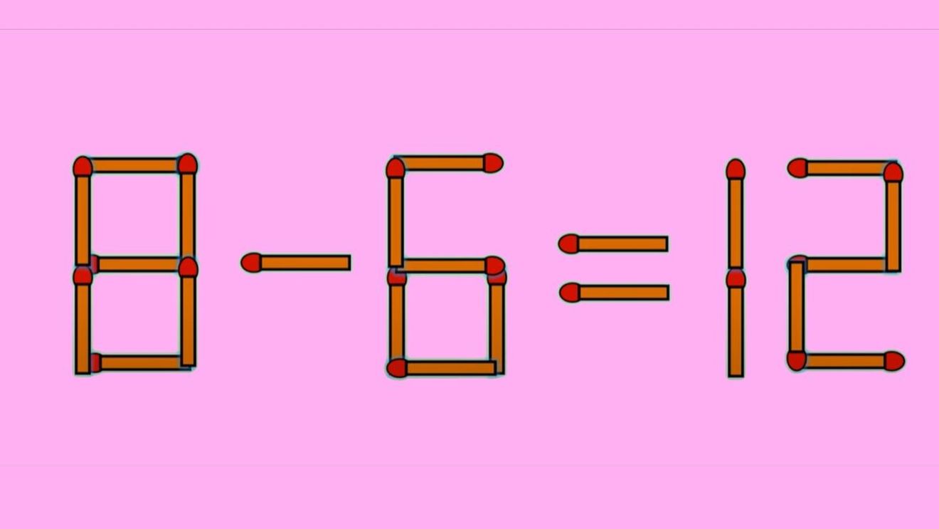 Test IQ cu chibrituri | Corectați 8 - 6 = 12, mutând un singur chibrit