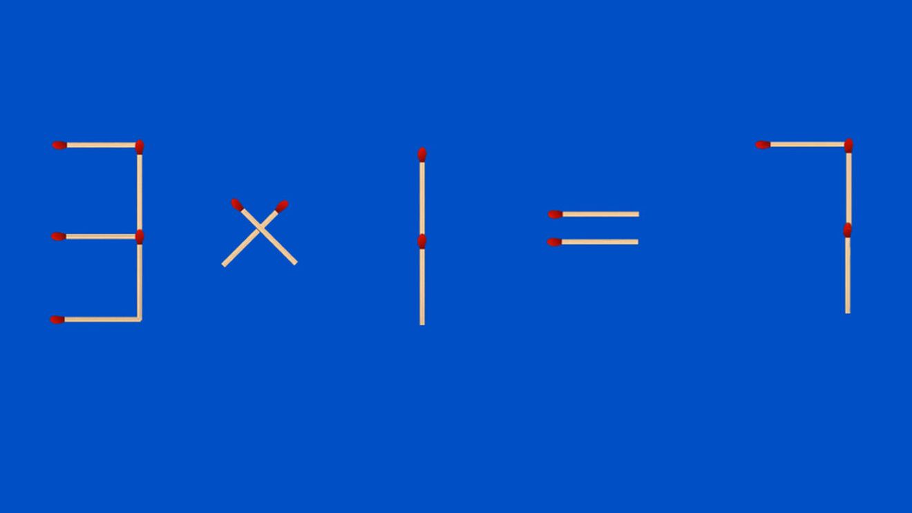 Test de inteligență pentru genii | Mutați 2 bețe de chibrit pentru a corecta 3x1=7