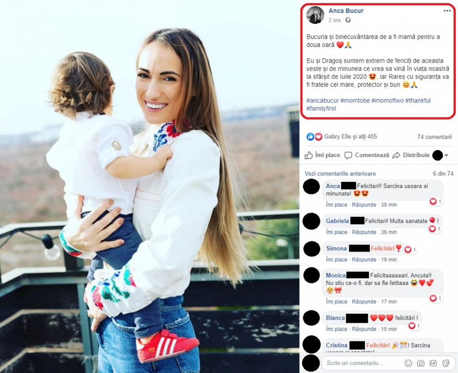 Anca Bucur a anunțat și pe rețelele de socializare că este însărcinată din nou © Facebook 