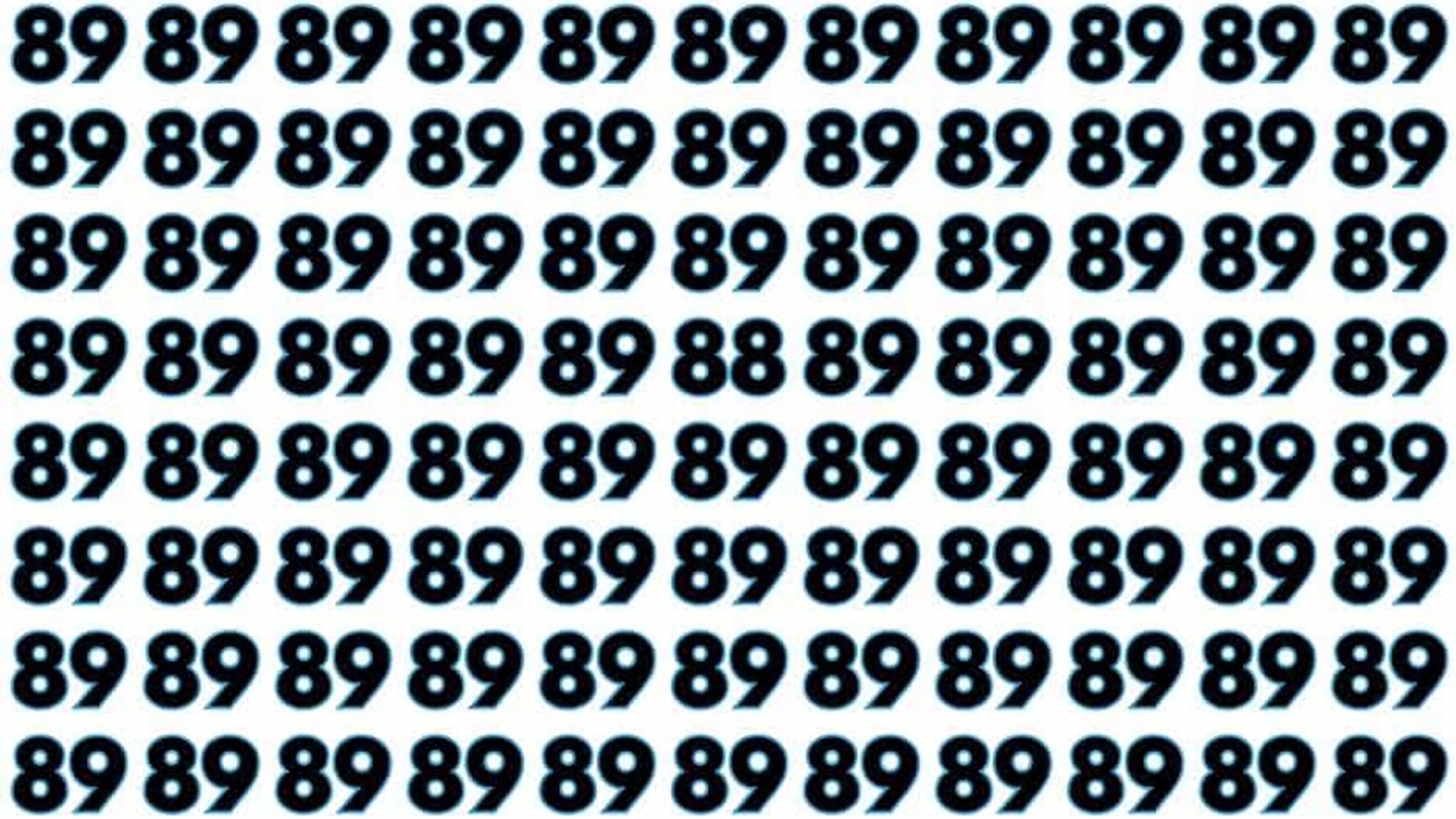 TEST IQ | Identificați singurul număr din imagine diferit de 89! Geniile reușesc în maximum 6 secunde