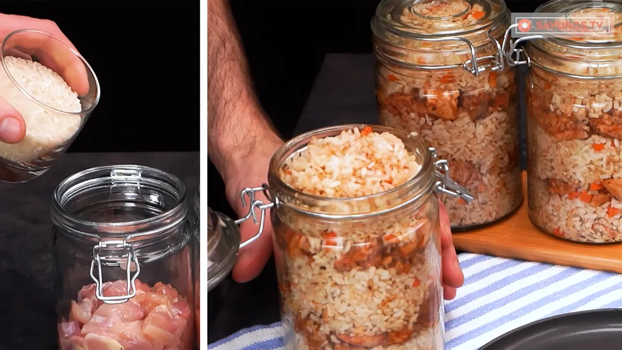 Cea mai tare rețetă de pilaf la borcan, fără să amesteci deloc. Vei găti doar așa orezul, de acum înainte!
