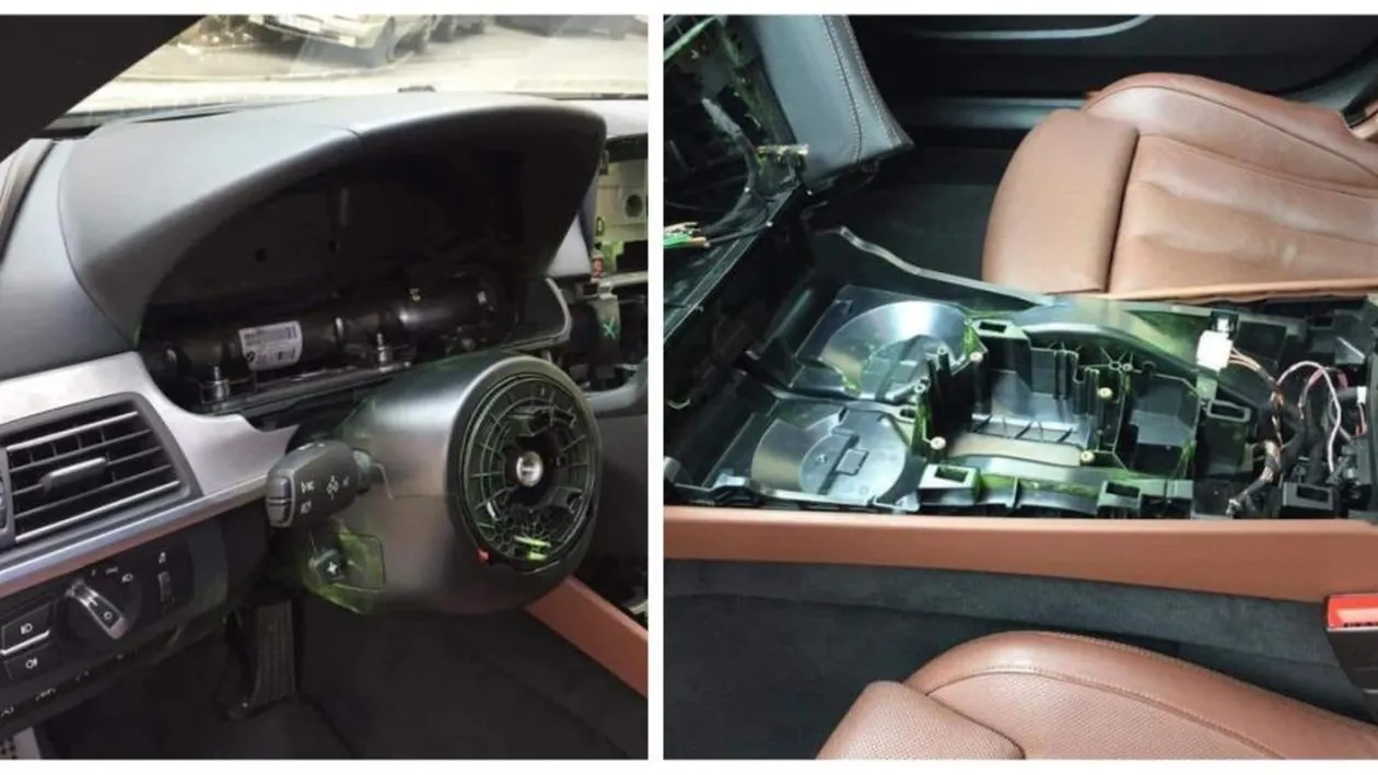 Mașină de lux, golită la propriu pe interior. Imaginile s-au viralizat imediat. FOTO