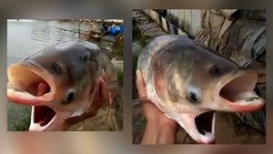 Ireal! A fost prins peștele ”Cernobîl” cu doua capete, patru ochi și două guri VIDEO
