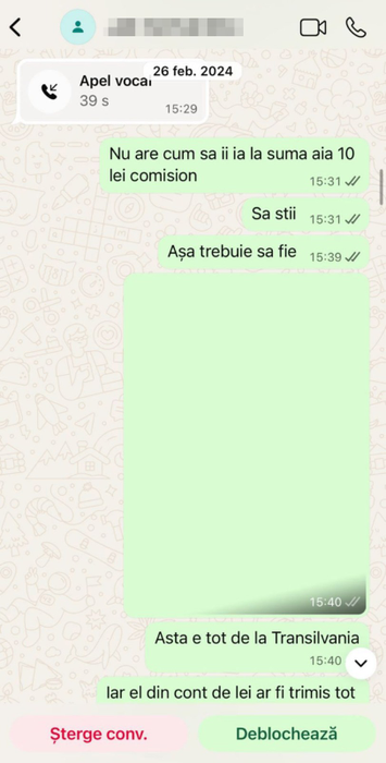 Roxana îi explică fostului soț că pentru o sumă atât de mare, transferată, nu are cum să fie luat un comision de doar 10 lei