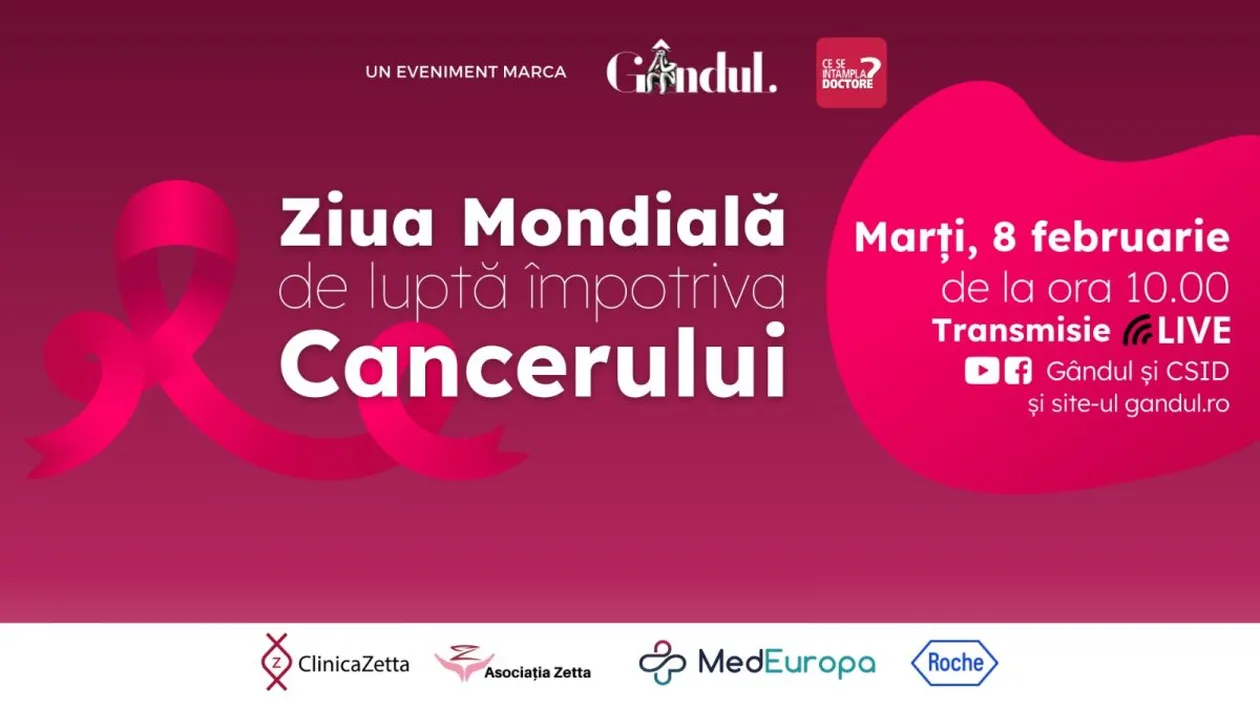 Conferința ”Ziua Mondială de luptă împotriva cancerului” în direct din studioul GÂNDUL LIVE, 8 februarie de la ora 10.00