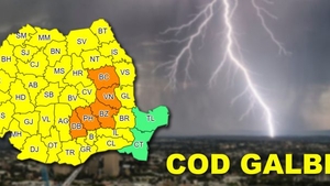 Cod galben de ploi și descărcări electrice în patru județe