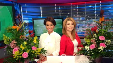 Geanina Varga si Mihaela Calin, rasfate de Ziua Femeii. Colegii le-au umplut studioul cu flori!