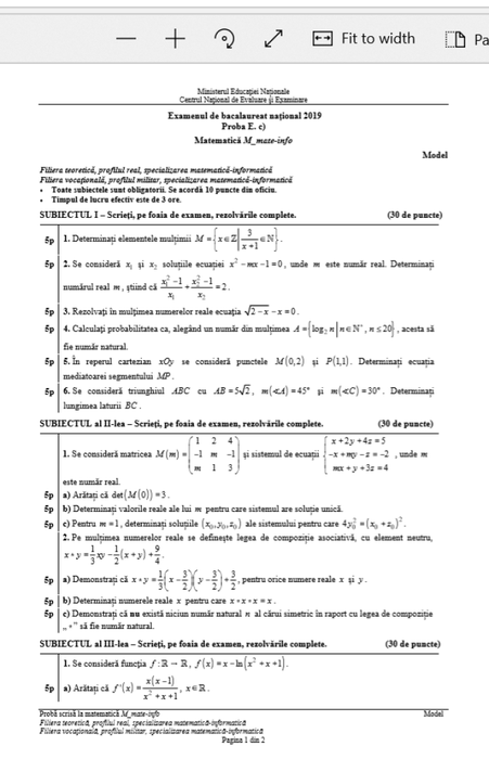 Subiecte BAC la Matematică. Ce a picat în 2020 la M1 şi M2