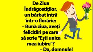 Bancul de Sfântul Valentin | De Ziua Îndrăgostiților, un bărbat intră într-o florărie