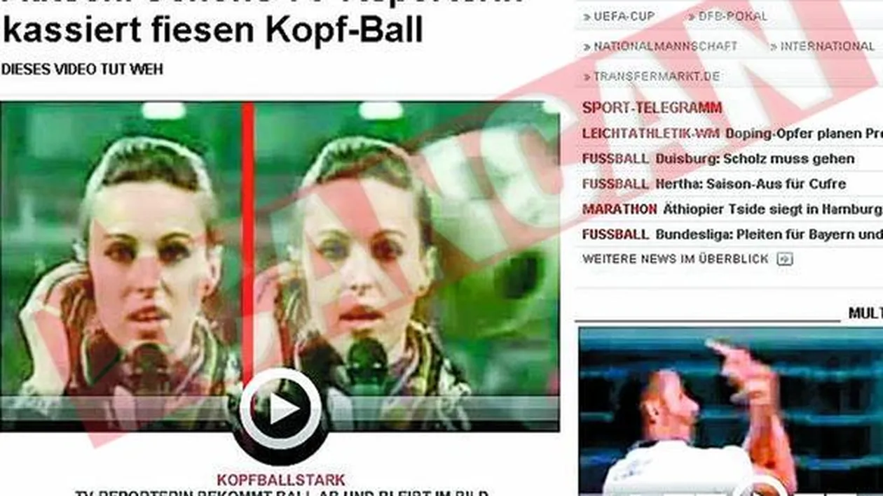 A ajuns vedeta in Bild dupa ce a luat o minge in cap
