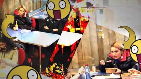 Andreea Esca a luat prânzul la ”cantina” din mall cu două prietene!