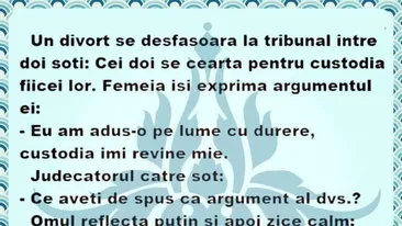 Bancul de weekend | Doi soți se ceartă pentru custodia fiicei lor
