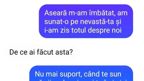 BANC | Aseară m-am îmbătat, am sunat-o pe nevastă-ta și i-am zis totul despre noi