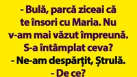 BANC | „Bulă, parcă ziceai că te însori cu Maria”