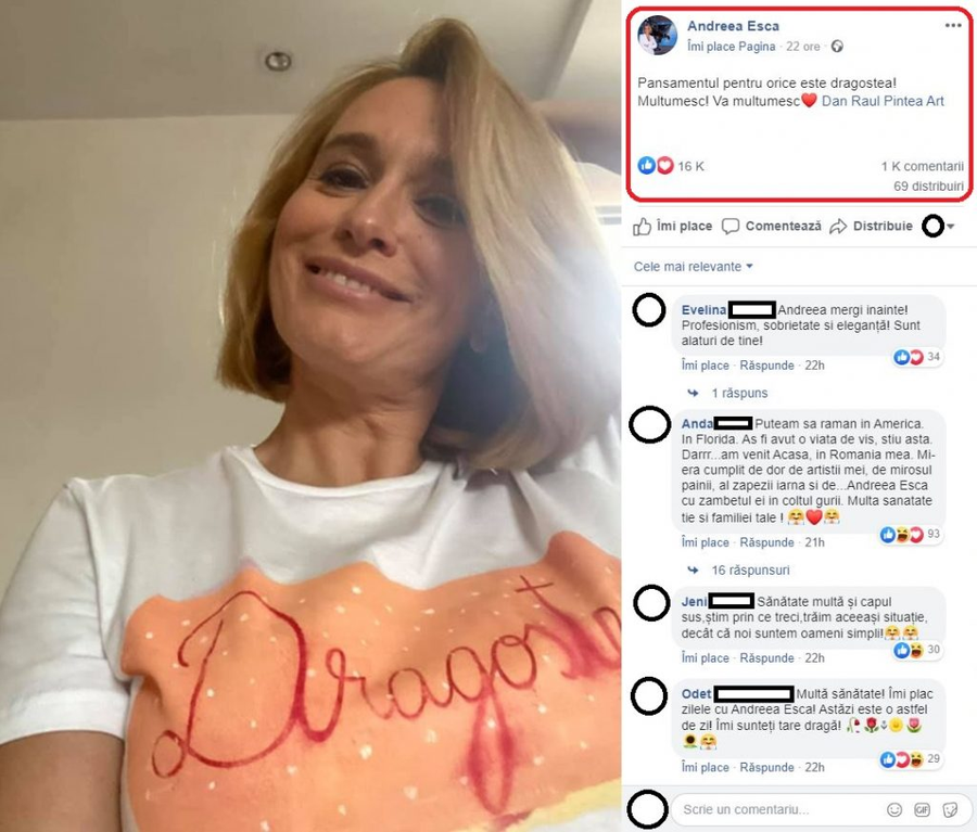 Aceasta este prima poză pe care Andreea Esca a publicat-o după ce i s-a cerut demisia într-o petiție devenită virală © Facebook