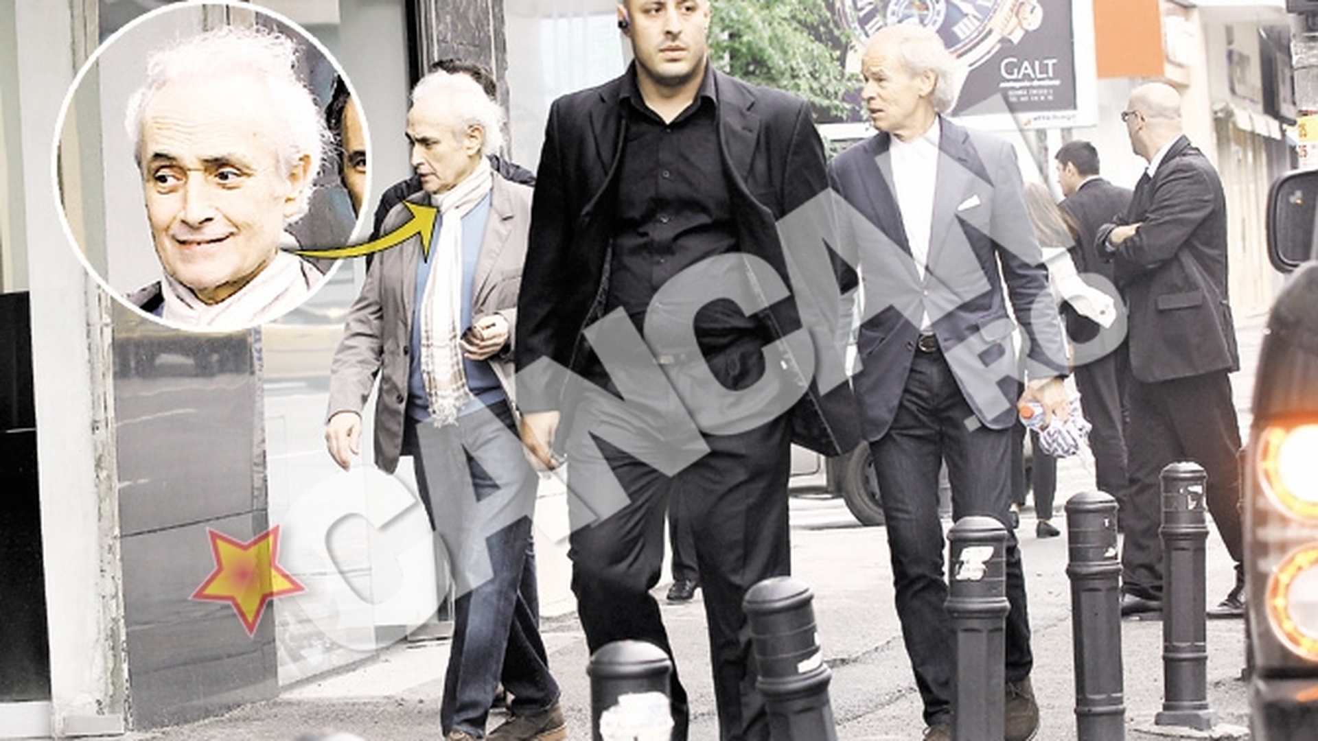 Jose Carreras a iesit sa vada Bucurestiul inainte de concertul de la Sala Palatului. La plimbare pe Calea Victoriei, flancat de bodyguarzi