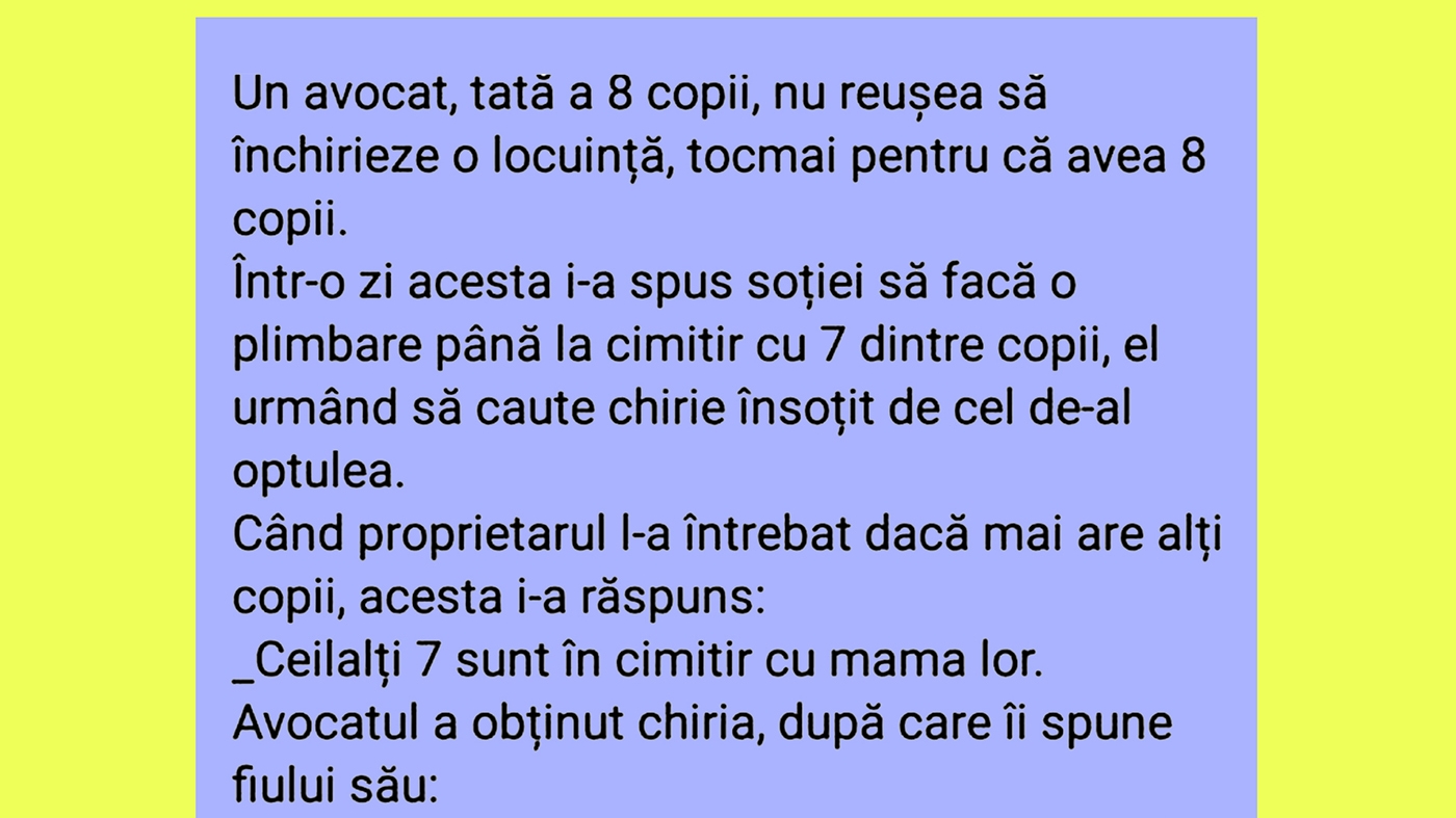 BANC | Un avocat, tată al 8 copii, nu reușea să închirieze o locuință