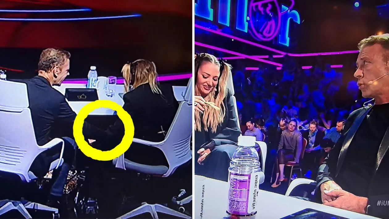 Delia Matache și Rocco Sifrredi, atingeri dubioase pe sub masă, la filmările iUmor. Imaginile difuzate din greșeală de Antena 1