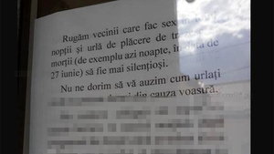 Ce afiș au lipit locatarii unui bloc din Cluj-Napoca, la intrarea în casa scării: "Rugăm vecinii care urlă de plăcere să.."