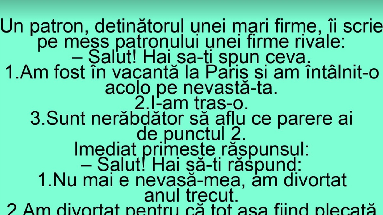 BANCUL ZILEI | "Salut, hai să-ți spun ceva. I-am tras-o lu' nevastă-ta!"