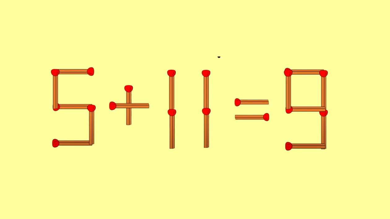 Testul IQ la care și geniile greșesc | Mută un singur băț pentru a corecta egalitatea 5+11=9