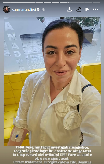 Oana Roman a primit un tratament/ Sursa foto: Instagram