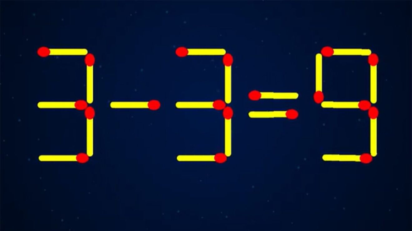 Test IQ exclusiv pentru genii | 3-3=9 este greșit. Pentru a corecta egalitatea, mutați 2 chibrituri