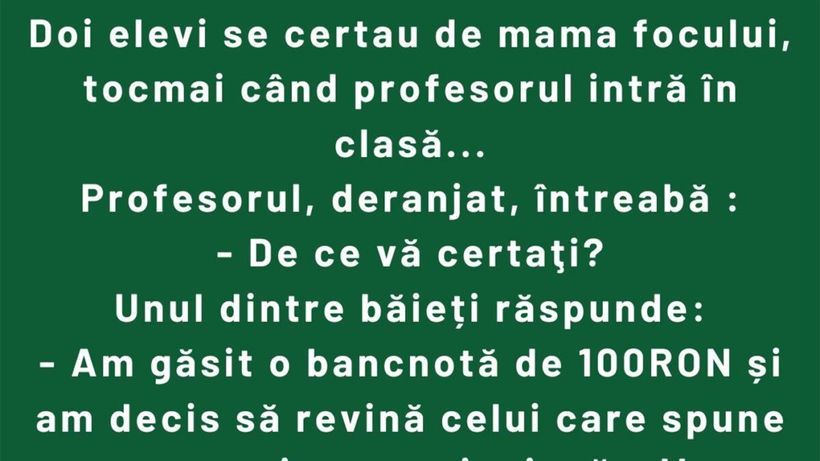BANC | Elevii, profesorul și bancnota de 100 RON