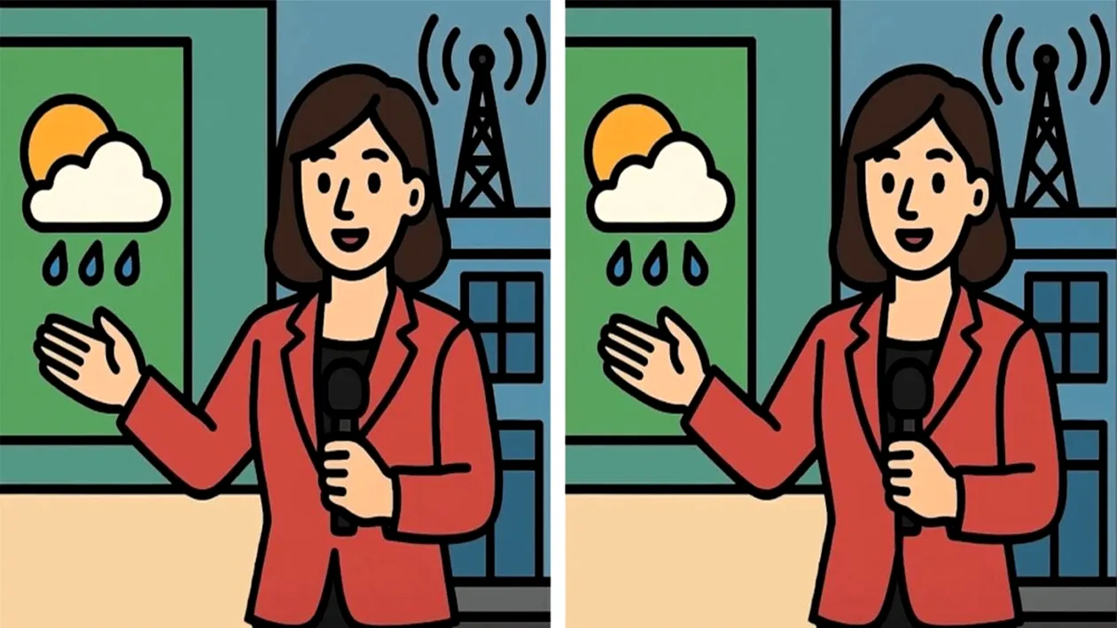 Test de inteligență | Identificați cele 3 diferențe dintre cele două prezentatoare ale rubricii Meteo