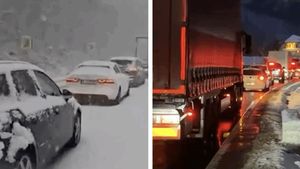 Haos pe Valea Oltului! Zeci de mașini au fost blocate din cauza ninsorii