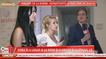 Raluca de la Bambi, sarbatorita la inaltime de ziua ei. Denisa a legat-o la ochi si urcat-o la etajul 15