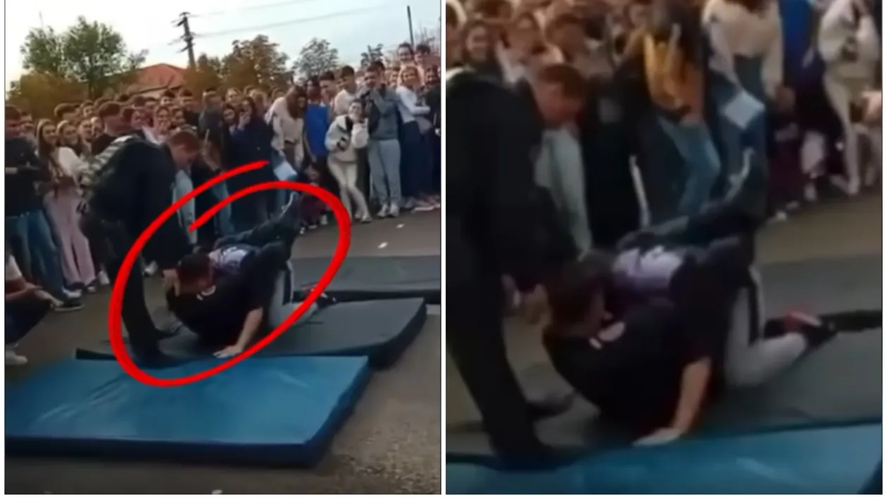 Adevărul despre filmarea viralizată în România, în care un polițist lovește un licean. Cine era, de fapt, tânărul