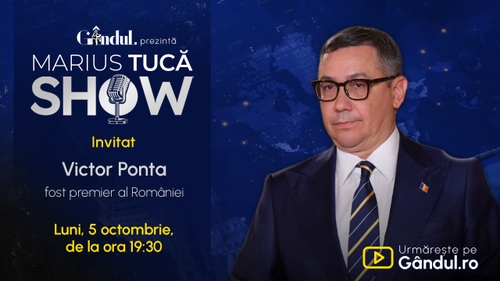 Marius Tucă Show începe luni, 5 octombrie, de la ora 19:30, pe Gândul. Invitat: Victor Ponta