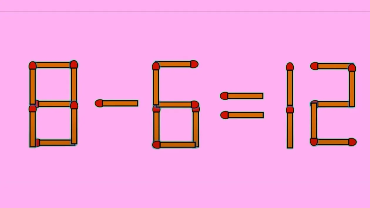 Test IQ cu chibrituri | Corectați 8 - 6 = 12, mutând un singur chibrit
