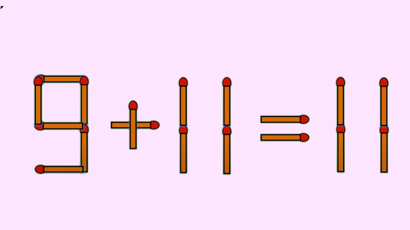 Test IQ cu chibrituri | Mutați un singur băț, pentru a corecta 9 + 11 = 11